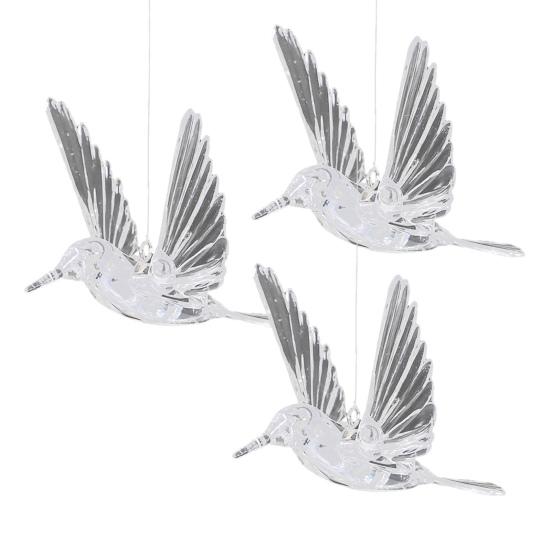 Hummingbird Hanging Ornaments Transparent Flying Birds with Hooks for Ceiling Decor Wedding Christmas Party Supplies