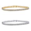 Shevalues Women 14K Gold Plated 3mm Classic Tennis Bracelet Lady Exquisite Luxury Cubic Zirconia Bracelets Jewelry For Gift
