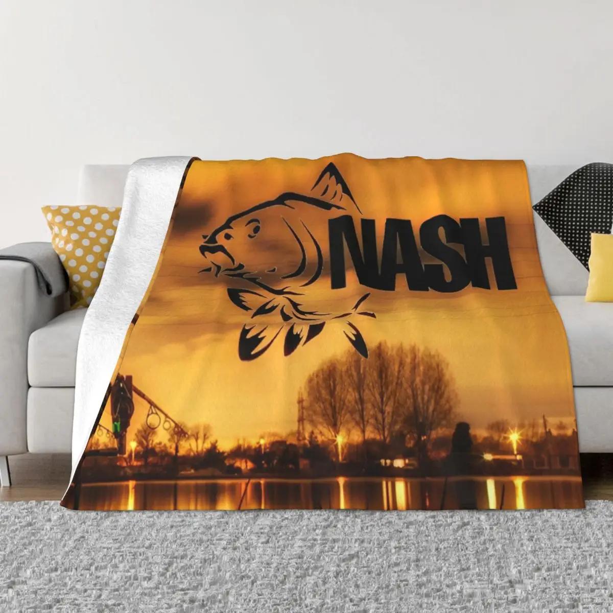 Nash Fishing Logo Flannel Blanket Carp Fish Tackle Angling Novelty Throw Blanket for Home 150*125cm Bedspread 30x40in