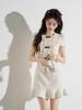 Petite French Sweetheart Polka Dot Dress - Summer Round Neck Short Skirt