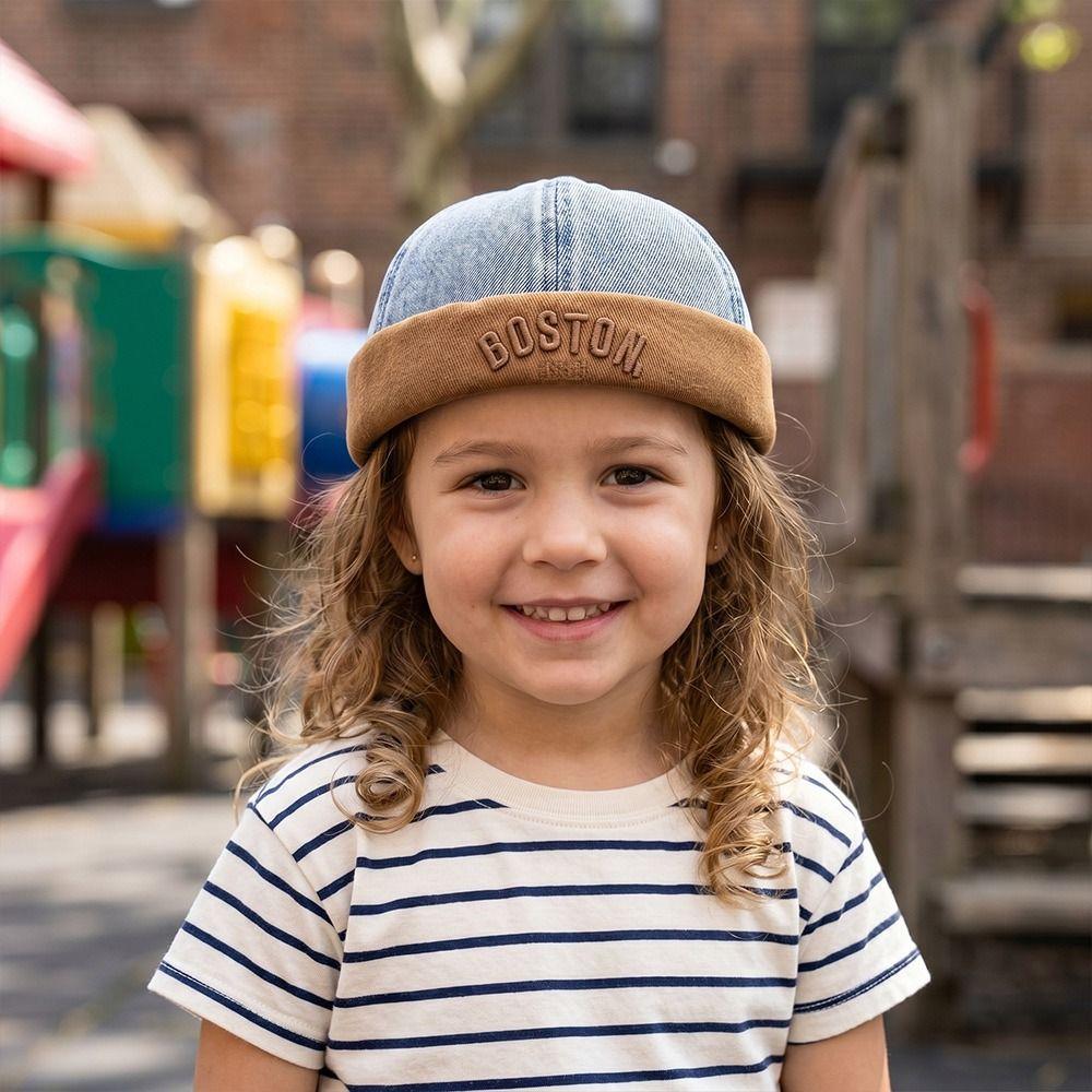 Verstellbare Kinder Melon Beanie mit Buchstabenstickerei Eimerhut für Kleinkind Junge Mädchen