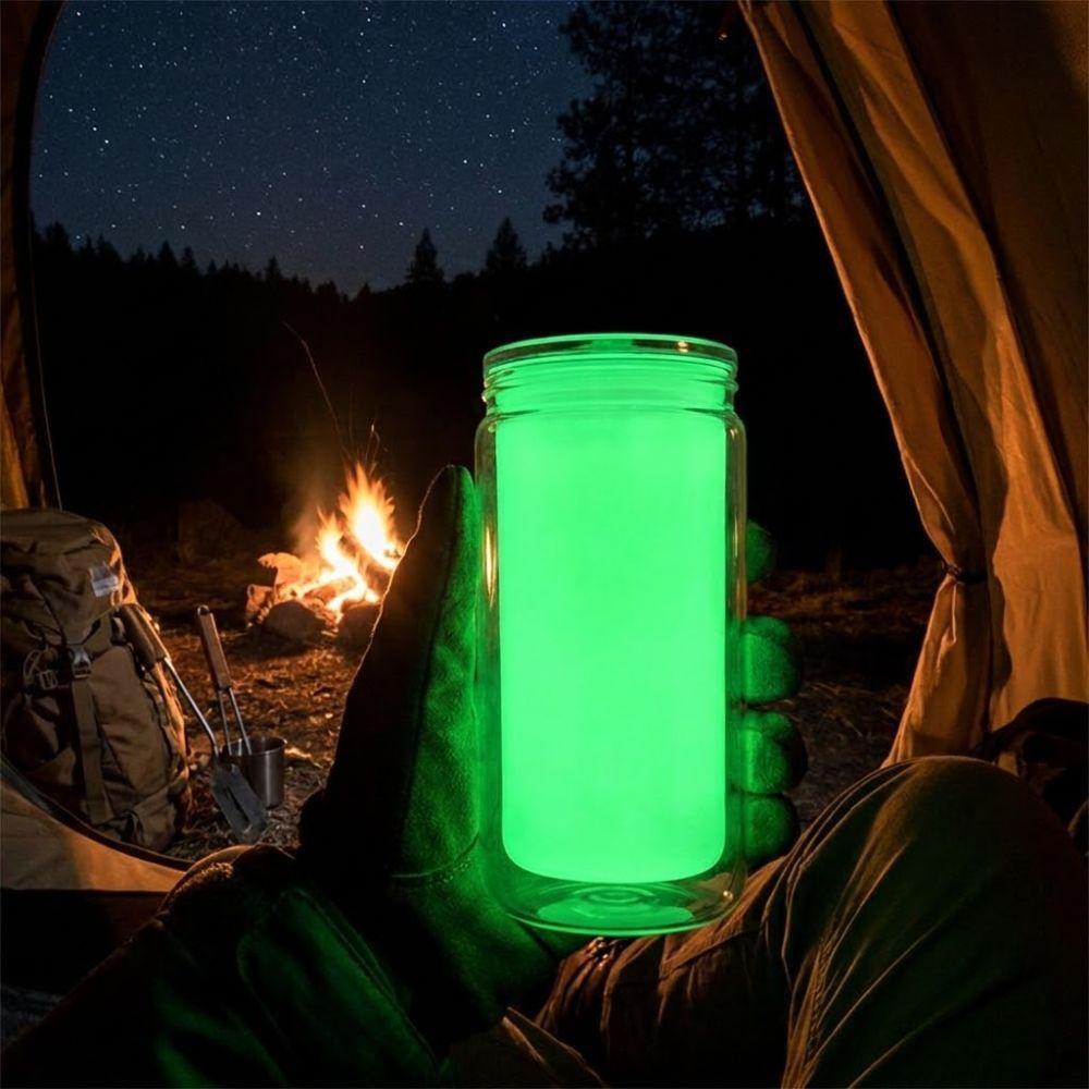 16oz Fassungsvermögen Leuchtet im Dunkeln Becher mit Strohhalm Doppelwandig Leuchtende Kaffeetasse Für Zuhause