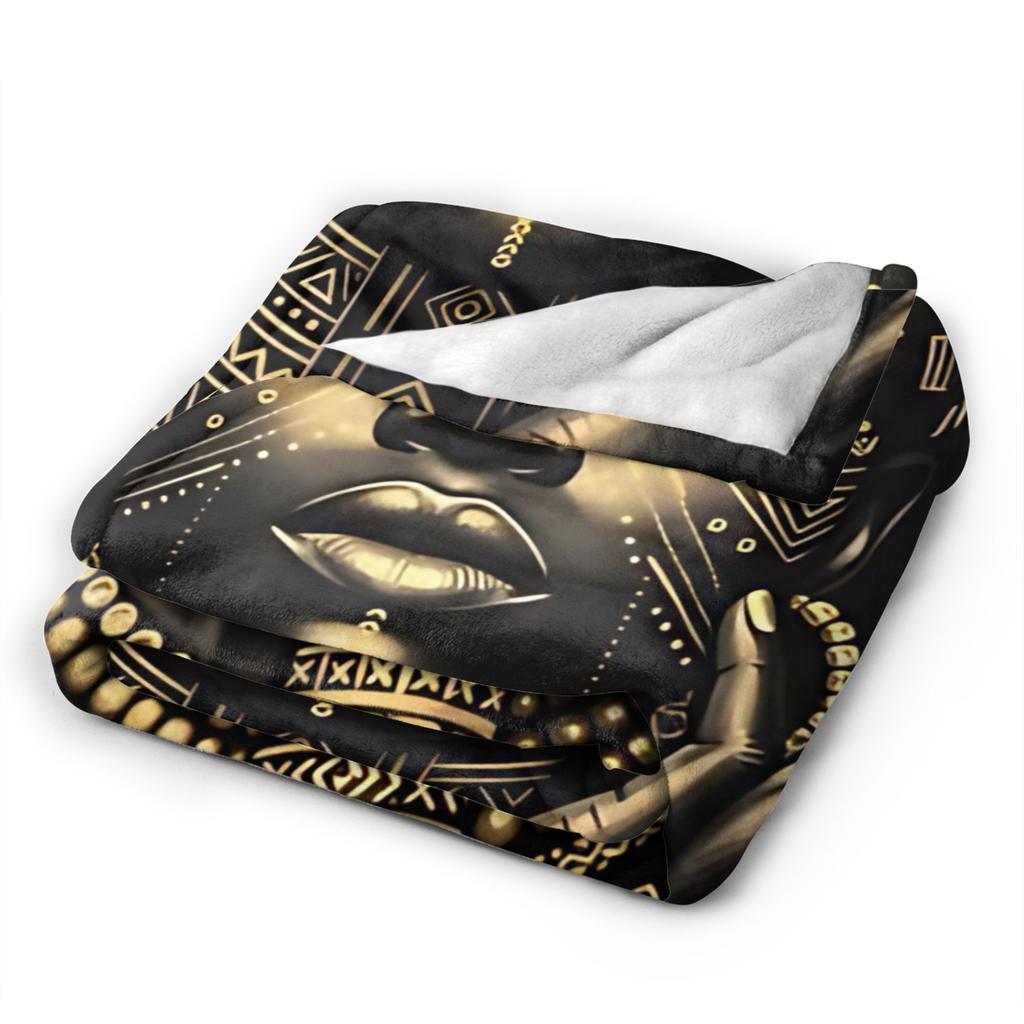 African Art Black And Gold Goddess Blanket Fleece Air Conditioning Breathable Soft Throw Blankets for Bedding Bedroom Quilt