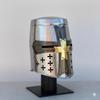 Handmade Crusader Templar Helmet with Golden Brass Cross, Wearable Medieval Knight Helmet