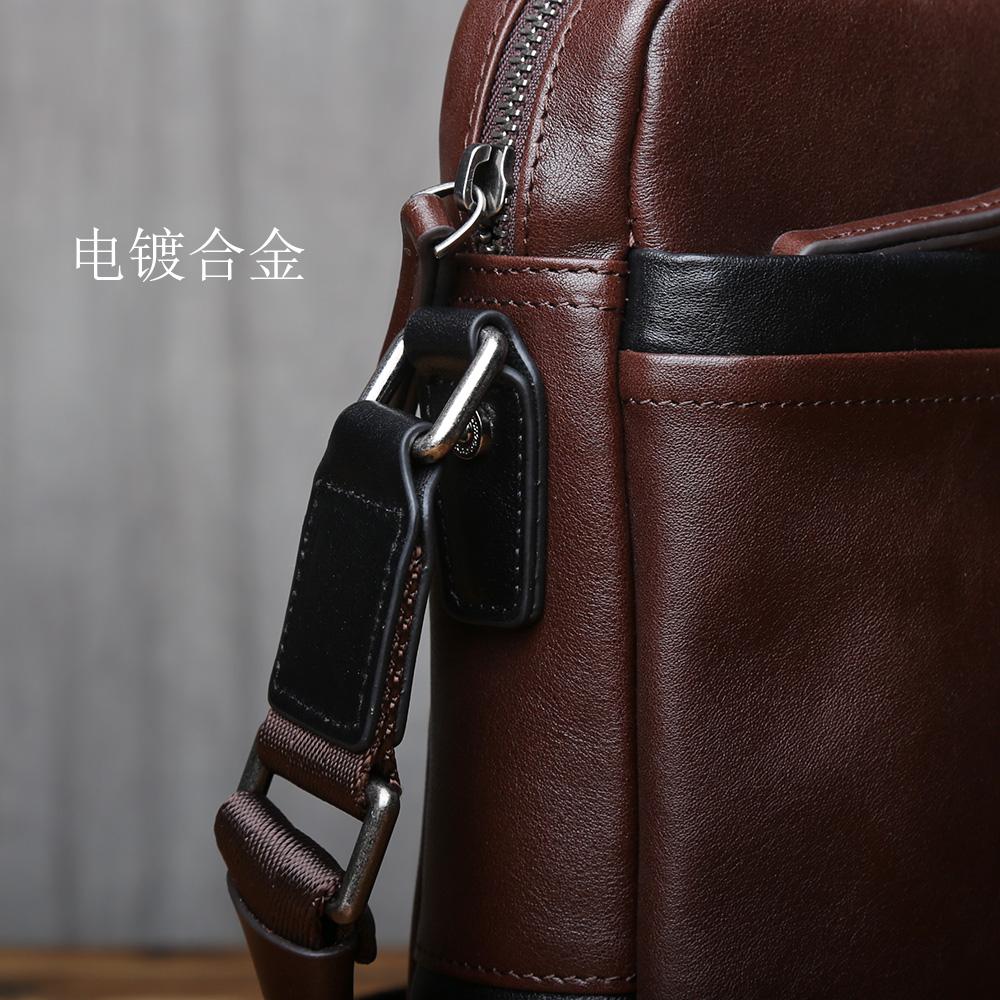 NZPJ Vintage Genuine Leather Men’s Shoulder Bag Top Grain Cowhide Crossbody Bag Trendy Men’s Bag  For 10-inch IPad