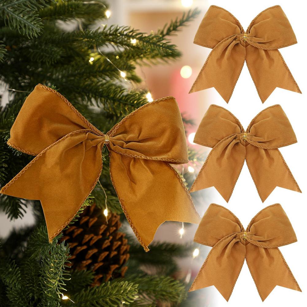 3pcs Christmas Retro Velvet Ribbon 15cm Large Bow Party Wreath Festival Decoration Home Arrangement Christmas Tree Ornament