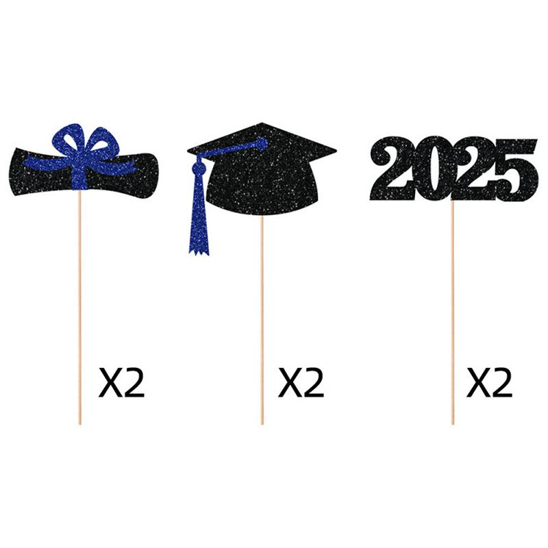 6Pcs Sided 2025 Graduation Party Centerpiece Sticks-Graduation Decorations Class