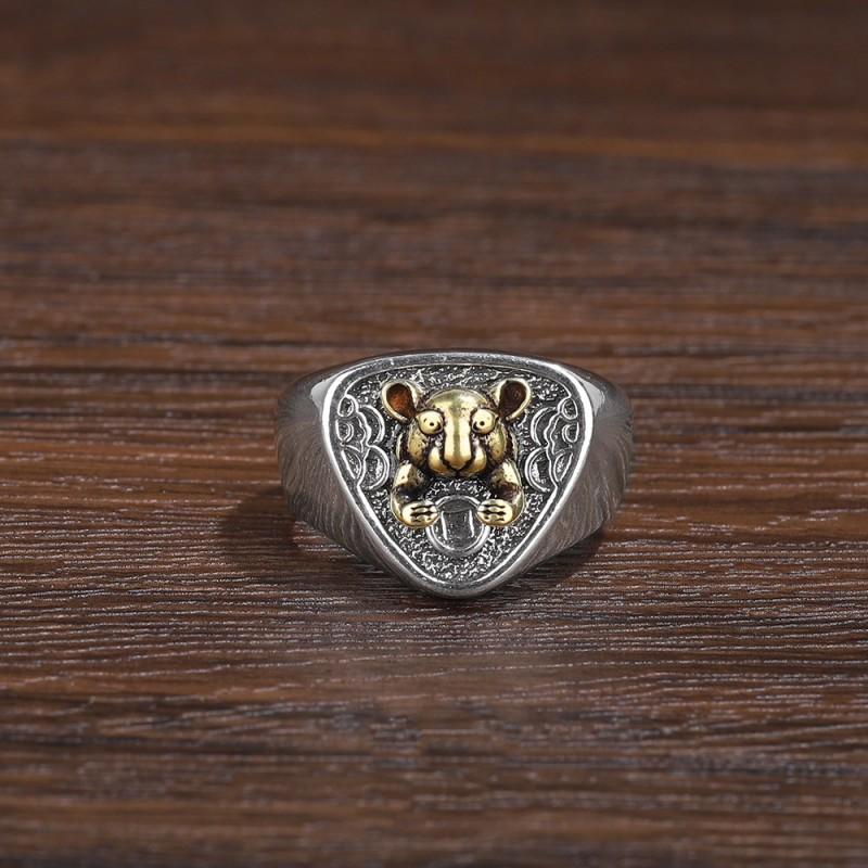 Adjustable Vintage Zodiac Animal Ring Men Women 3D Design Copper Statement Jewelry