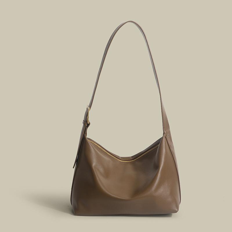 

Commuter Versatile Solid Color PU Large Capacity Wide Shoulder Strap Tote Bag Handheld Simple Essential Portable Shoulder Bag Storage bottom width 35cm, height 27cm, thickness 18cm коричневый