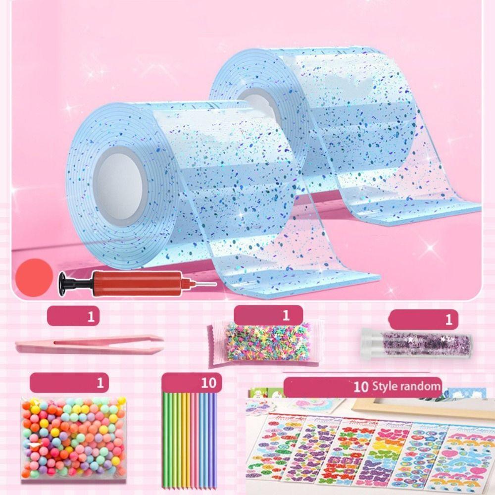 Transparent Blowing Bubble Full Set Reusable Nano Tape Crafts Nano Tape Toys School Supplies