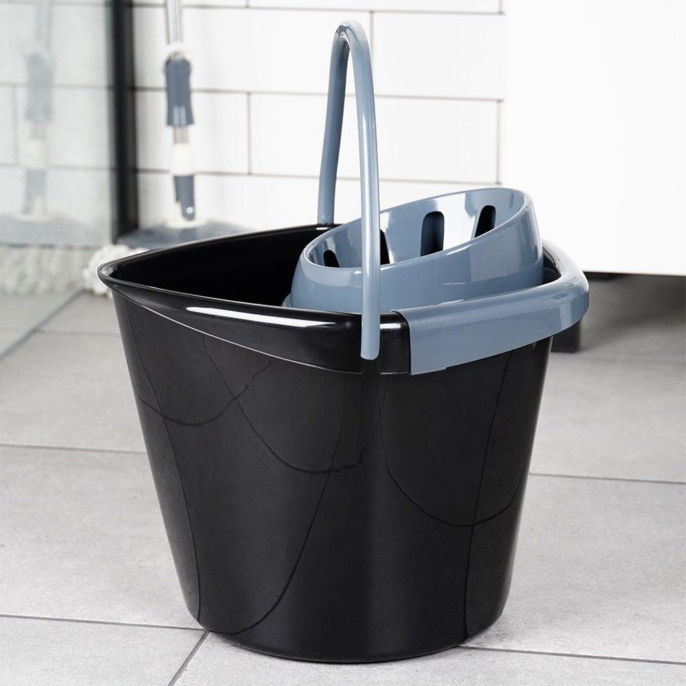 Universeller Plastik-Wischmopp-Eimer mit Auspressevorrichtung für Schnurmopp und Streifen 14L