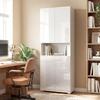 Armadio da Cucina Alto 180 cm, Dispensa con Ante a Chiusura Morbida e Ripiani Regolabili, Bianco Lucido