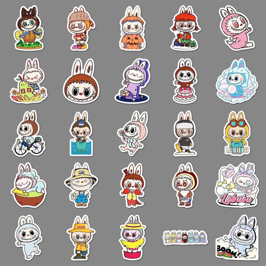 50 Sheets Cute Labubu Elf Team Waterproof Cartoon Journal Stickers