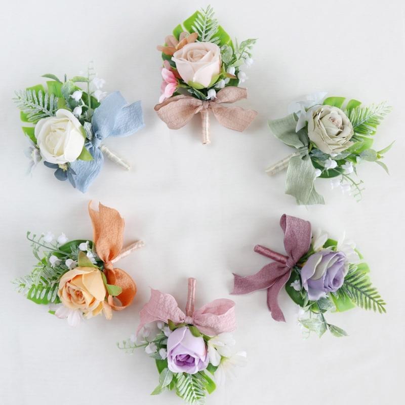 Elegant Wedding Groom Boutonniere Bridal Rose Corsage for Wedding Business Meeting Receptions Wedding Bride Accessories
