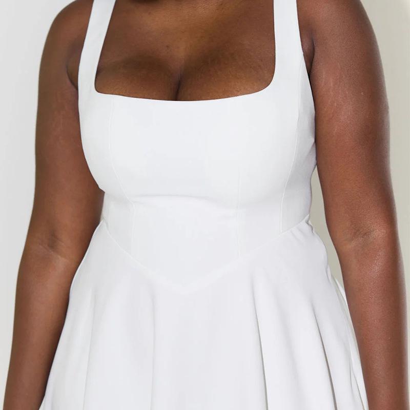 2024 Sommer Europäisches & Amerikanisches Schlichtes Sexy Midilanges Schlankmachendes Trägerkleid