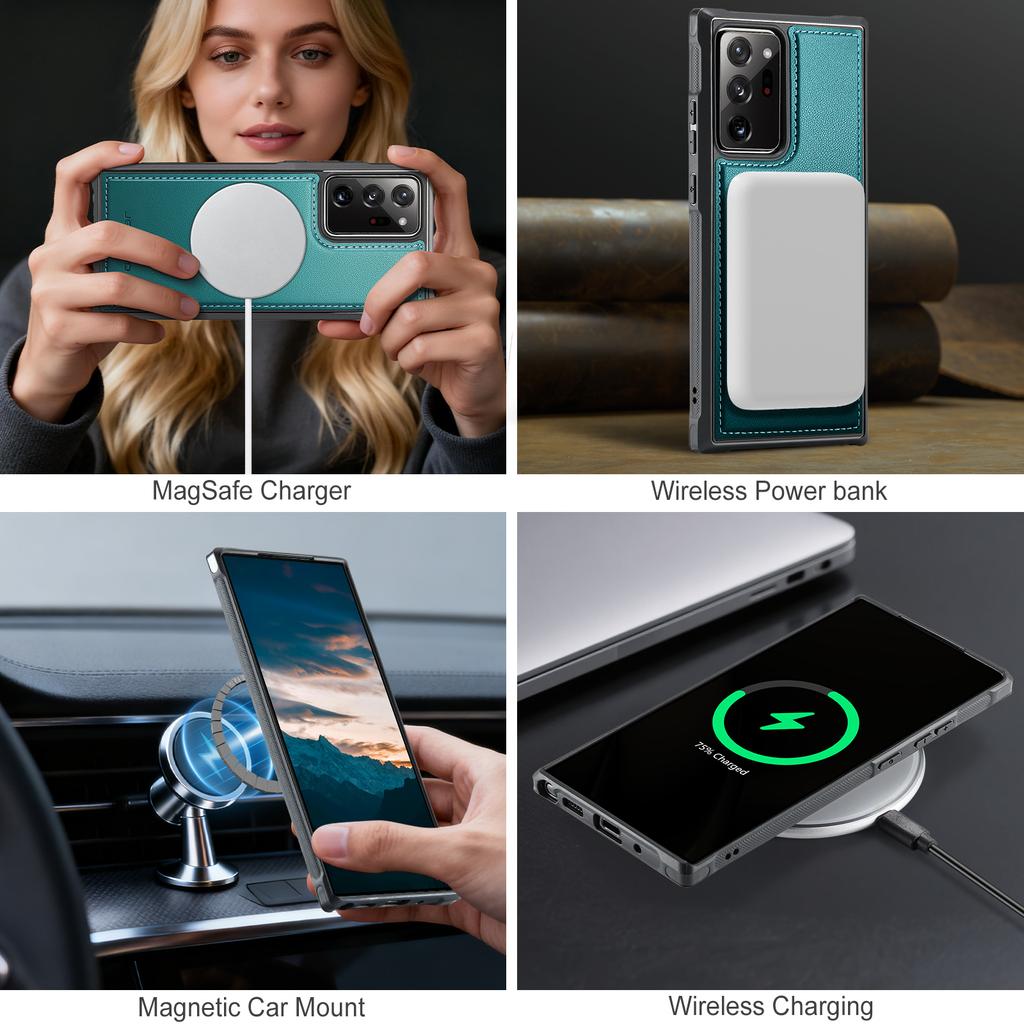 For Samsung Galaxy Note20 Ultra Magnetic Case JEEHOOD J10 Leather Back Phone Cover with Detachable Card Holder Kickstand