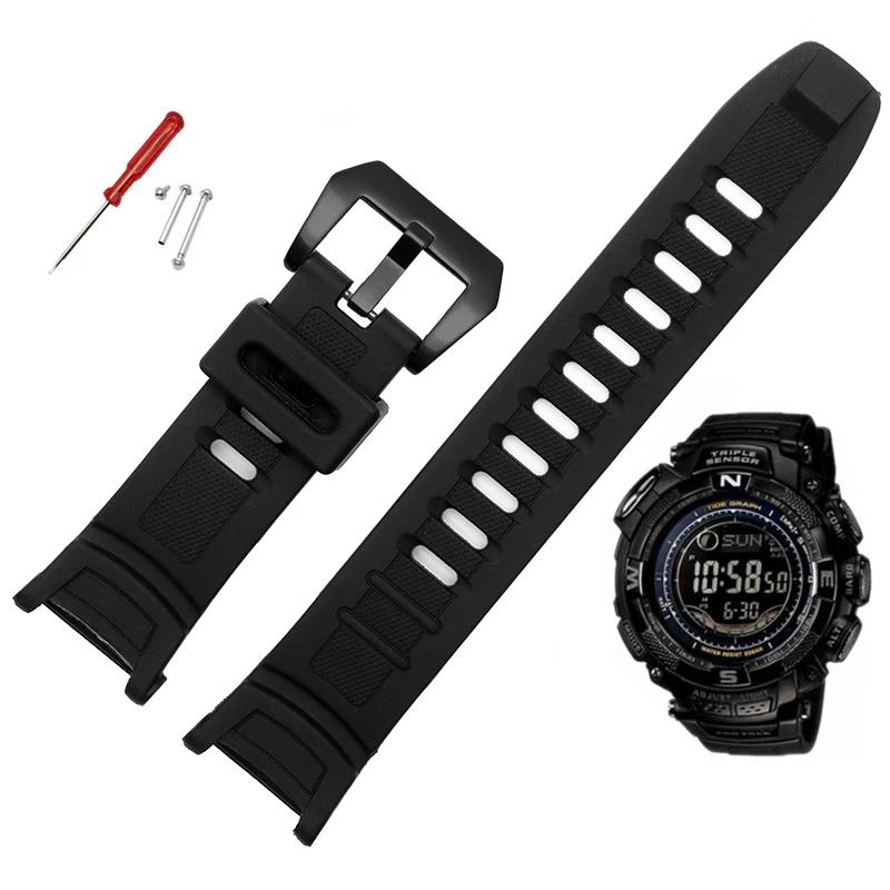 Silikon-Gummi-Uhrenarmband für Casio 3206 3135 PRG-130Y PRW-1500 PRW-1500Y Spezielles Armband PROTREK 26*18mm Herren-Uhrenarmband Armband