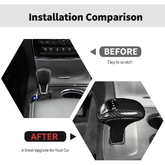 RT-TCZ Carbon Fiber Gear Shift Knob Cover Trim Decorative Interior Accessories Compatible with Jeep Grand Cherokee 2014-2015