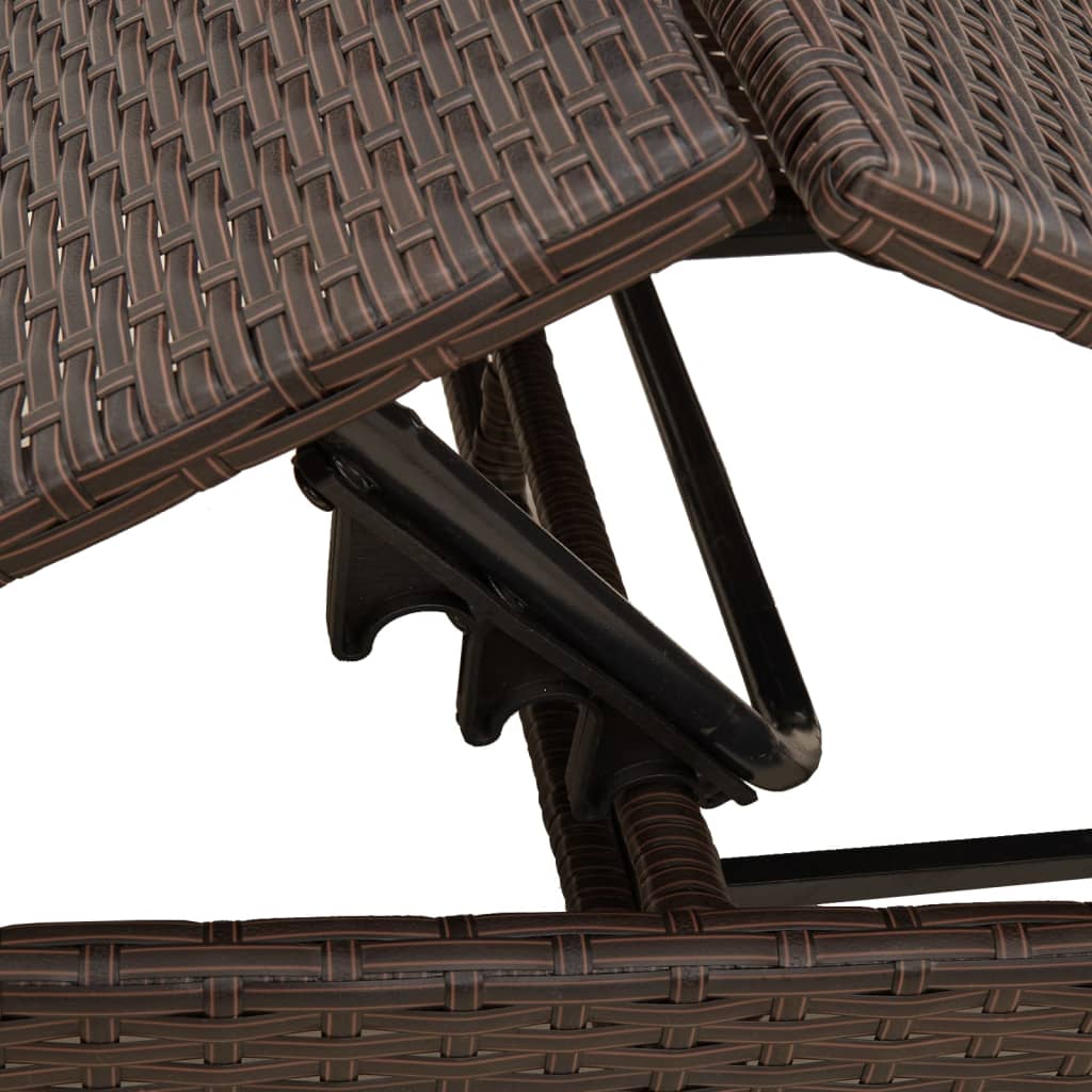 2 Piece Sun Lounger Set with Table Brown Poly Rattan