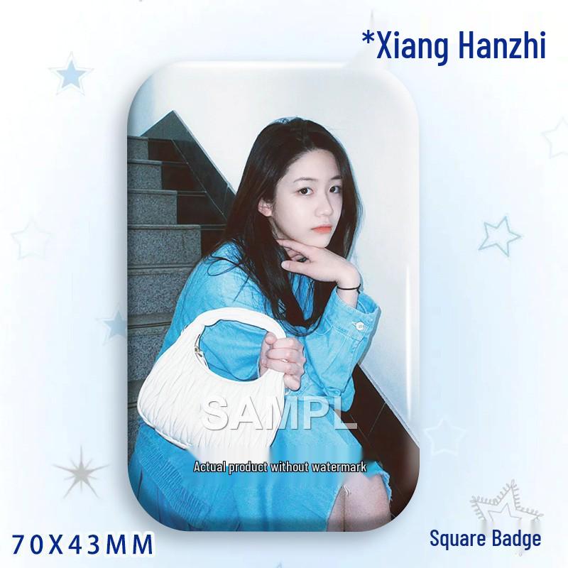 Xiang Hanzhi Baji Laser Tinplate Square Badge Star Idol Brooch Pendant