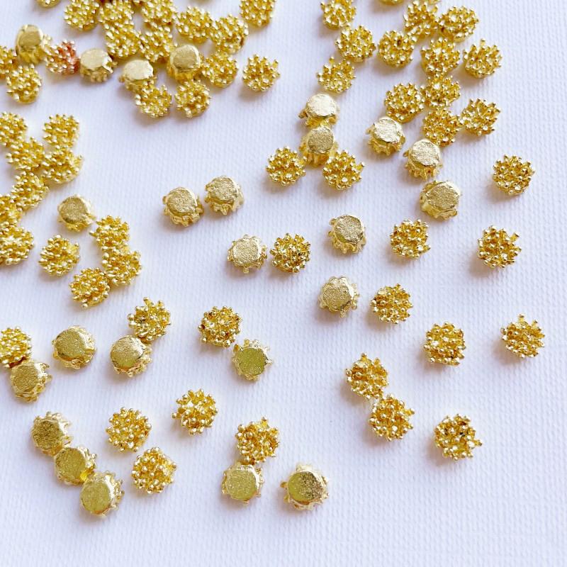 Bulk 10Pcs 7Mm Gold Flower Stamen Alloy Flatback Embellish Diy Earring Parts Findings Jewelry Accessory