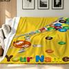 1PC M&M's Custom Name Patterned Flannel Blanket Suitable For All Seasons for Home Decor Warmth and Comfort Gifts Holiday Present