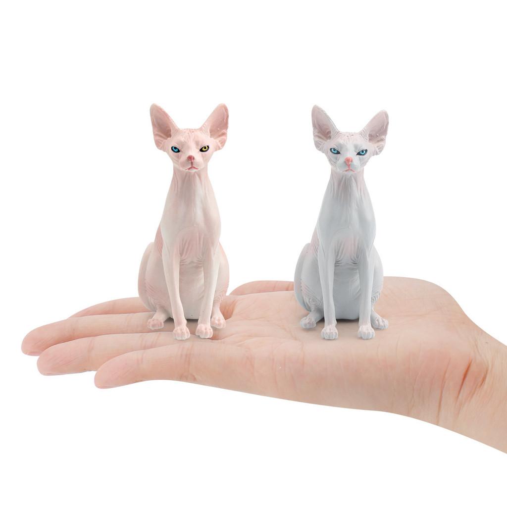 Decorative Static Sphynx Cat Sculpture Canadian Hairless Cat Pvc Toy For Home Decor