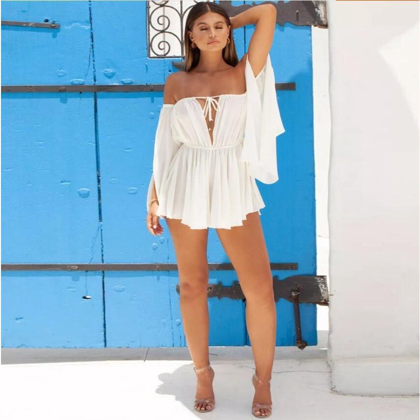 Elegant Chiffon Summer Open Sleeves Word Shoulder Straps Tube Top High Waist Dress