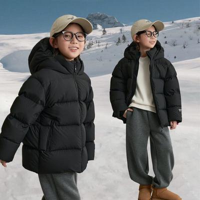 Kids' Ultra-Warm 90% White Duck Down Hooded Puffer Jacket