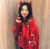 Women's Red Jacquard Christmas Sweater: Autumn Style, Round Neck, Long Sleeve Knit Pullover