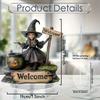 2D Flat Halloween Witch Pumpkin Acrylic Decoration - with Welcome Logo, Vintage Tabletop Ornament with Base, Perfect Halloween Gift