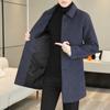 Autumn and Winter New Men's Woolen Coat Medium and Long Fashion Casual Lapel Cotton Thickened Woolen Coat Men's Coat