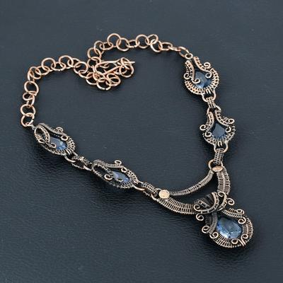 Tanzanite Gemstone Handmade Pure Copper Wire Wrap Jewelry Necklace For Wedding Gift