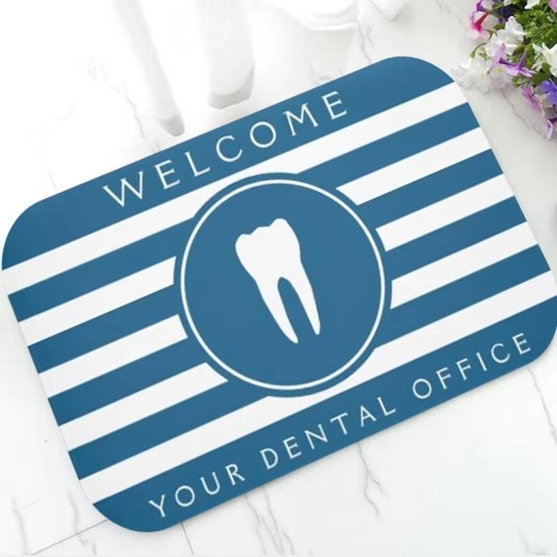 1pc WELCOME Black and White Tooth Graphic Doormat,, for Dental/Office/Clinic, for Living Room, Bathroom, Laundry Room