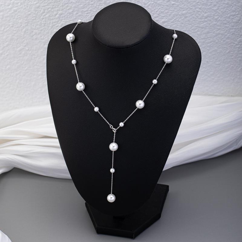 911 Silver Gypsy Pearl Necklace Accessories Women's Summer Premium Sweater Chain Light Luxury Neck Chain Collarbone Chain