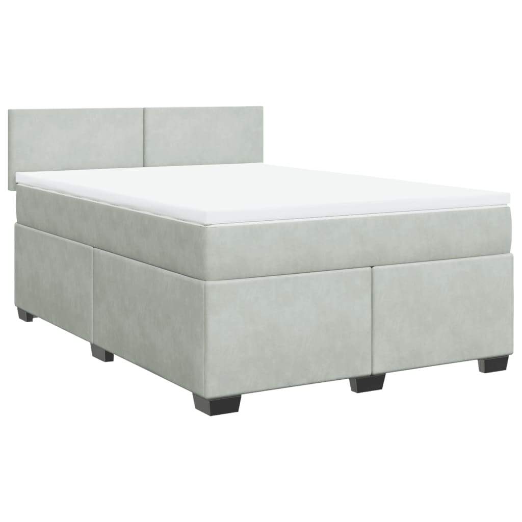 Vidaxl Letto Continentale Con Materasso, Grigio Chiaro, Velluto, 140X190Cm