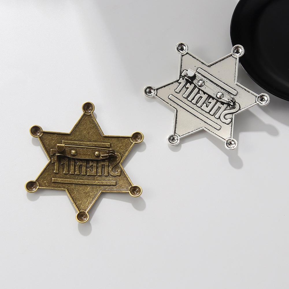 Star Sheriff Metal Enamel Badge Vintage Retro Holloween Party Brooch for Women Men Fashion Accessories Gift