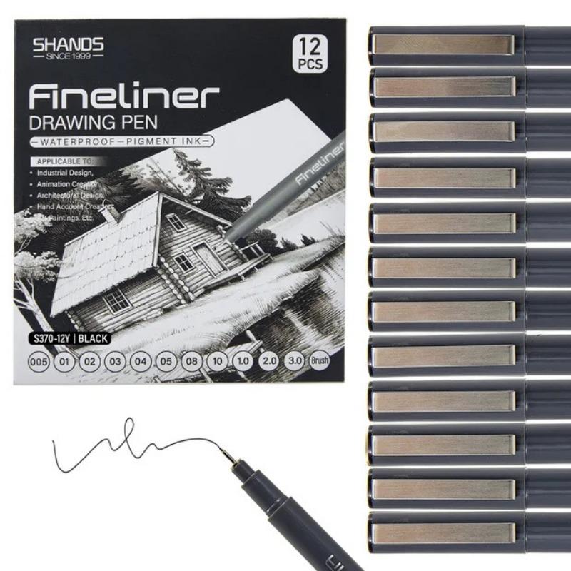 12 Stück beliebter Nagellack-Graffiti-Nadelstift-Werkzeug schnelltrocknend wasserdicht Ziehlinie Nagel handgezeichnete Linie Comic-Design Marker