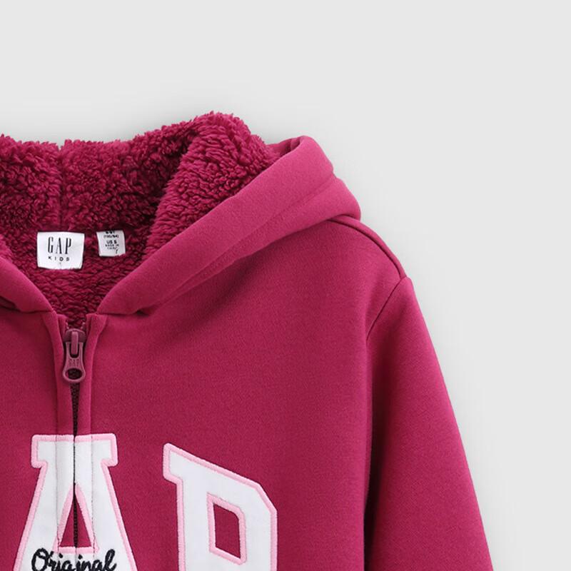 Gap Girls' Faux Lamb Wool Logo Hooded Sweatshirt