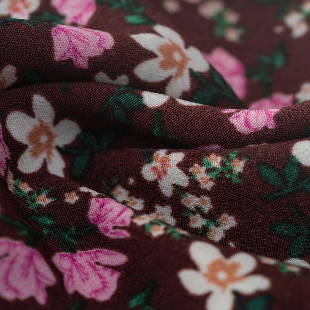 Frauen Herbst Elegante Square Neck Laterne Hülse Plissee Fragmentierte Blume Kleid