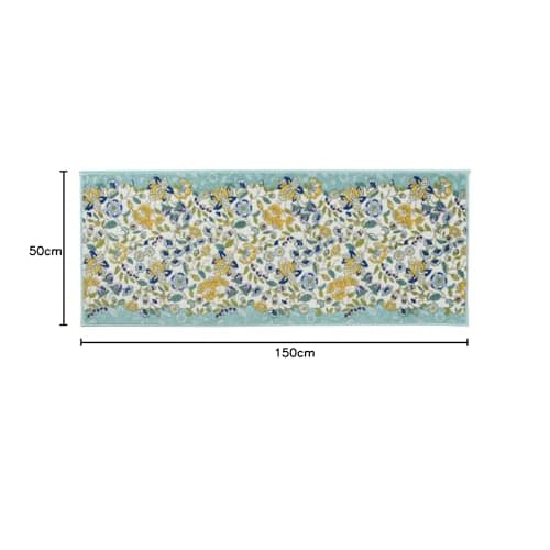 Kawashima Selkon Textiles MINTON Kitchen Mat, Garden Nature, Blue-Green, 50 x 150 cm, FT1230