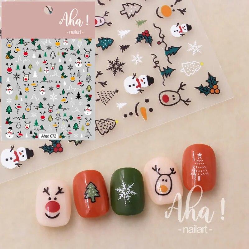 

Рождественская наклейка для ногтей, зимняя снежинка, мультяшная Санта-Птица, новогоднее украшение для дизайна ногтей для детей и женщин