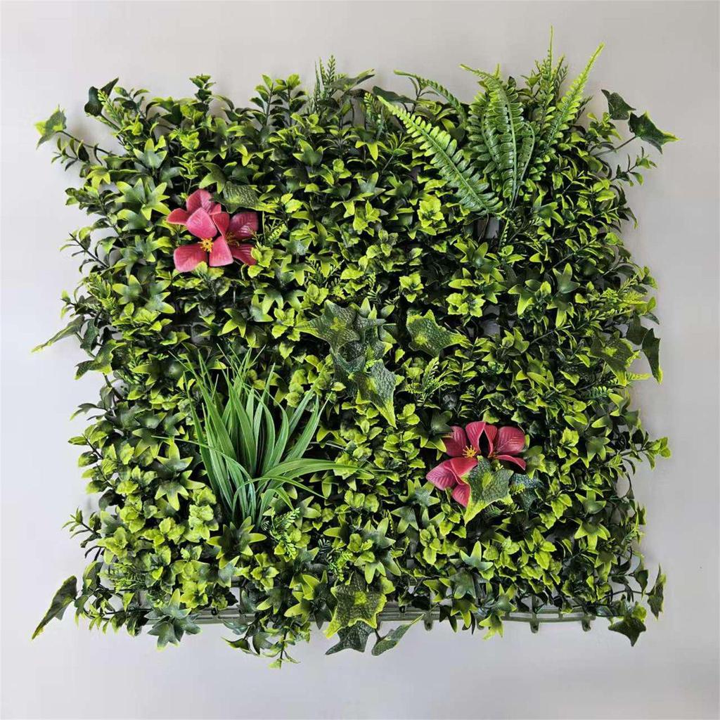 50×50cm Artificial Green Plant Wall - Plastic Vertical Garden, Fake Flower Wall, Synthetic Turf Background