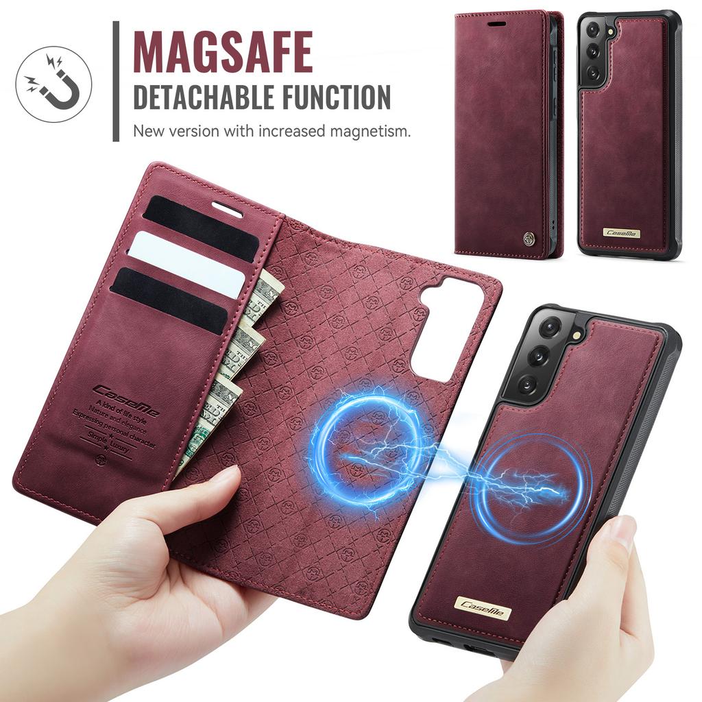 For Samsung Galaxy S21 5G/Galaxy S21 4G Case CASEME C49 Compatible with MagSafe RFID Blocking Detachable Wallet Leather Phone Cover