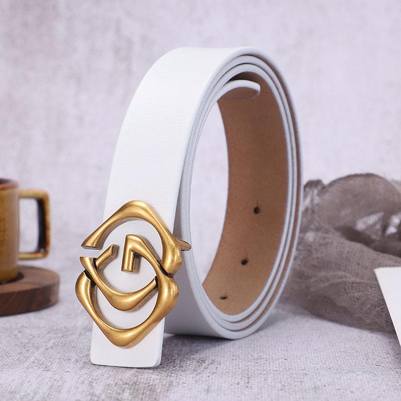 Antique Cowhide Casual Belt Women'S Leather Smooth Buckle Simple Belt