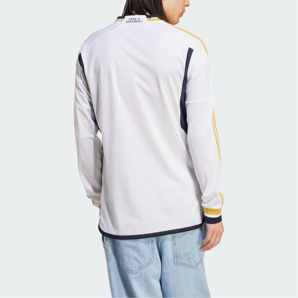 Adidas Real Madrid Fußballtrikot mit gestreiftem Buchstaben-Print, langärmelig, Herren-Oberteil, Weiß, IB0018