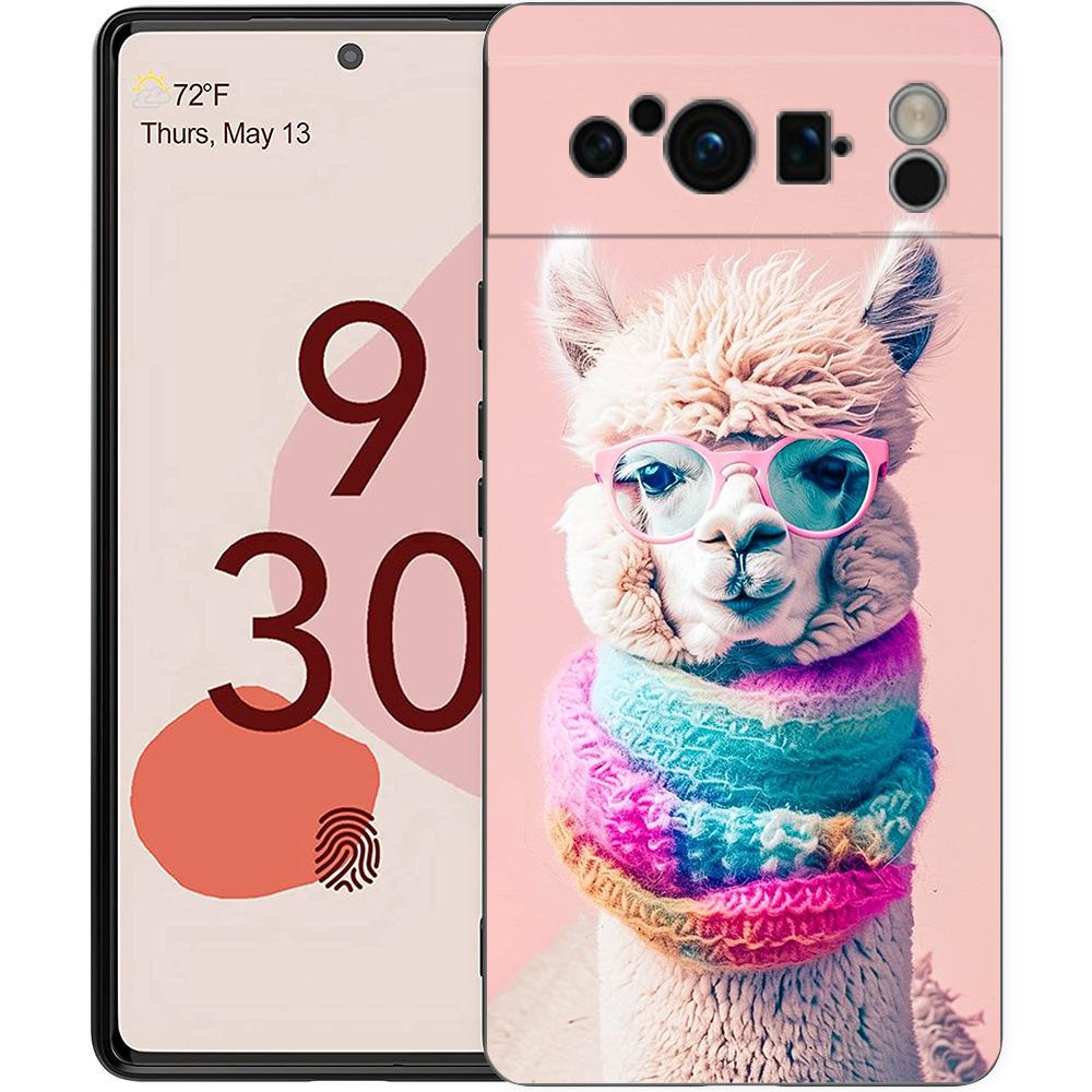 Kawaii Alpaca lovely Phone Case For Google pixel 9 8 7 6 Pro 8A 6A 7A 5G Silicone Shockproof Black Cover Fundas