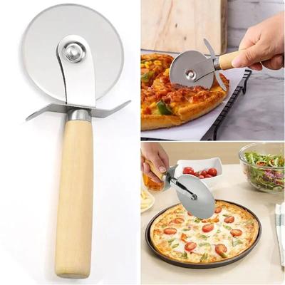 Stal nierdzewna Nóż do pizzy Drewniana rączka Krojak do ciasta Piekarnicze akcesoria Koło tnące Krajalnica Akcesoria kuchenne Łopatka
