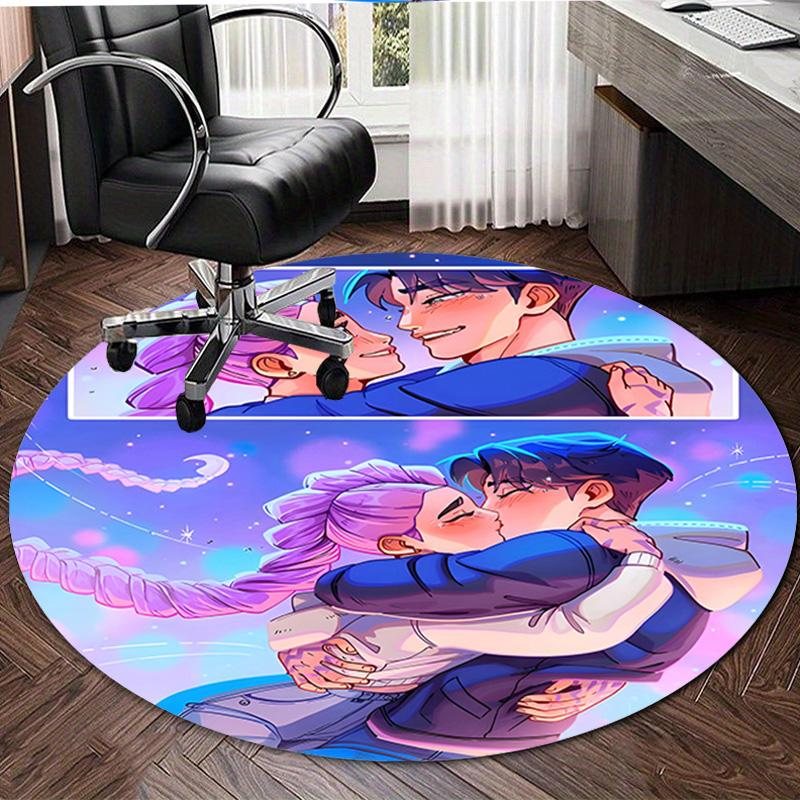 1pc KPop Demon Hunters20 Design Printed Area Round Carpet for Bedroom Living Room Home Decor Rugs Mat Non Slip Mat Rug for Bedside
