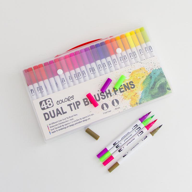 Washable Double-Ended Watercolor Markers with Soft Tips for Kids' Art